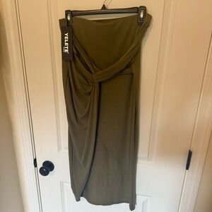 Yelete Khaki Midi Skirt for Women